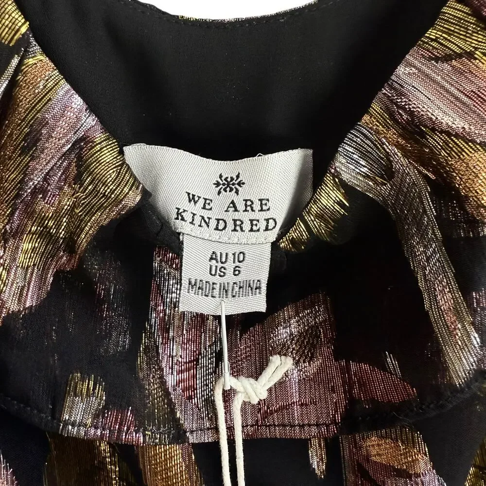 New w/ Tags WE ARE KINDRED silk metallic floral dress HARLOW FLOUNCE gown. - Picture 11 of 17